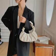 [Bolso de mano elegante] Bolso tipo hobo con pliegues en forma de nube | | Cierre magnético, correa arrugada | Bolso de mujer | Para outfits casuales o de noche | Elegante