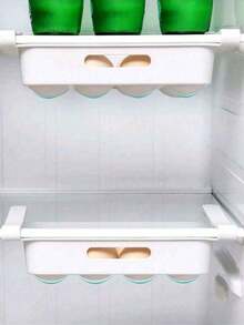 2/1 pieza Estante colgante de almacenamiento para cocina de RV, caja de almacenamiento de huevos y frutas para refrigerador, caja de conservación de alimentos estilo cajón, accesorios de cocina, estante de almacenamiento para refrigerador - Blanco - Ver 4
