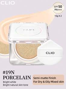 Clio K-Beauty KILL COVER FOUNWEAR 气垫粉底液原装，15g*2 [含替换装]，SPF50+ PA++++，适合干性和油性混合性皮肤，全面遮瑕，持久耐用，半哑光自然妆效，贴合肌肤，无粉感，持久、轻盈、可叠加遮瑕，韩妆 - #19N PORCELAIN - 查看 3