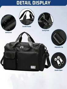 Bolsa de deporte de 35L con 11 piezas, bolso cruzado de yoga, bolso deportivo ligero, bolso impermeable para hombres y mujeres para fitness y viaje - Bolso de nailon Oxford impermeable y grueso con compartimento para zapatos, bolsillo seco/húmedo - Adecuado para fitness, natación, equipaje de fin de semana, viaje, ocio, versátil, bolso de hombro portátil