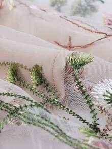 Seaweed Embroidered Mesh Skirt - Màu Khaki - Xem 4