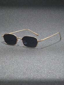 1 副多边形小框不锈钢复古时尚百搭街拍金属眼镜，高品质时尚返校时尚学院风