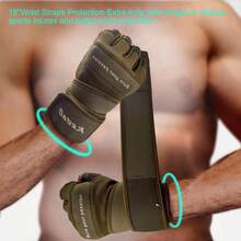 Guantes de entrenamiento para hombres, guantes de levantamiento de pesas con soporte para la muñeca, guantes de ejercicio completos, guantes transpirables de media dedos para gimnasio, levantamiento de pesas, ejercicio, entrenamiento y fitness - Marrón - Ver 11