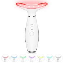 7 Color Neck Face Massager - Facial Massager Tool For Skin Care At Home, Vibrating Face Massager With Thermals, Galvanic Machines White - Pink - View 1