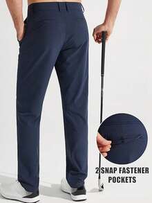 SANOPY Men's Solid Color Business Suit Pants Pure Cotton Men's Casual Suit Pants - 藏蓝色 - 查看 2