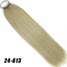 Extensions per coda di cavallo dritta in materiale sintetico da 24 pollici con fascia di gomma elastica, colori biondo, marrone e nero, per le donne per uso quotidiano e feste