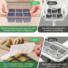 3 Silicone Ice Tray Molds With Anti Overflow Detachable Covers, 2-Inch Large Ice Tray For Refrigerators, Suitable For Summer Kitchen Refrigerators, And For Cooling And Refreshing Beverages - 灰色 - 查看 4