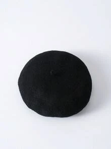 1pc Classic Simple Solid Beret For Daily Life Black Winter Gifts - Black - View 5