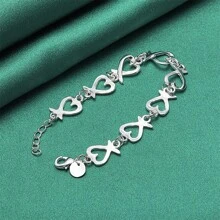 Wykwintna bransoletka z serduszkiem ze srebra próby 925 o długości 8 cali dla kobiet, modna, luksusowa, prezentowa, biżuteria na imprezę