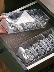 1 buc Cutie de depozitare pentru sertar PS, Tavă organizatoare pentru sertar de birou cu grilă multiplă, transparentă, casual, pentru decorațiuni interioare, Decor de toamnă, Decor de festival, Decor de cameră, Decor de casă, Decor de toamnă, Decor de dormitor, Necesitate de vară pentru femei, Organizator de depozitare, Cadou de călătorie pentru femei, Organizator de depozitare, Esențiale de călătorie, Cadou - clar - Vizualizare 3