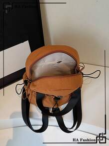 1pc Mini Light-Weight Multi-Pocket Backpack Shoulder Bag, Multifunctional And Fashion, Suitable For Women, Casual Hand Carry Bag For Back To School