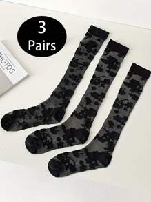 3 pary damskich seksownych, koronkowych, siateczkowych skarpetek z kwiatowym wzorem, ocieplacze na nogi w stylu retro, lato, rok 2000