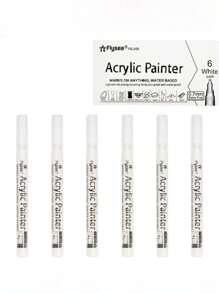 6 pièces Stylos peinture acrylique noirs, pointe fine 0,7 mm, marqueurs imperméables pour pierres, céramique, verre, canevas, tasses, métal, bois et artisanat DIY, marqueurs d'art | Stylos peinture lisses | Marqueurs imperméables, marqueurs pour peinture, fournitures de bureau, fournitures scolaires