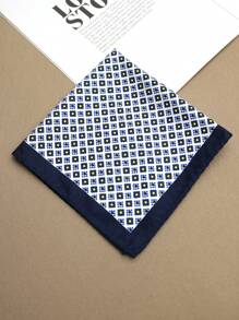 1pc Men's Floral Geometric Pocket Square/Handkerchief, Suitable For Suits, Business, Street Style