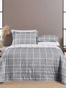 Bedspread 3 Pieces King\Queen\Double\Single Double Sided 200 Thread Count Percale Austin Quilted - Grey - View 2
