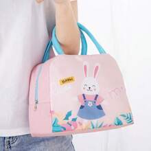 1 pieza Bolsa térmica aislada con estampado de dibujos animados, bolsa de almuerzo de pana, a prueba de fugas, suave y espaciosa, bolsa refrigeradora de almuerzo, caja de almuerzo impermeable, bolsa de maquillaje, bolsa de aseo de viaje, neceser de maquillaje de viaje