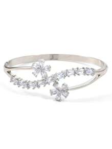 Charming Fashion Bangle Bracelet Zirconia Flower Bracelet Girl Gift Party