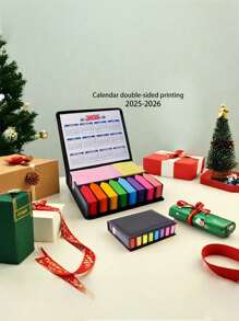 1 Pcs 20252026 Calendar Leather Bound Notebook With Colorful Sticky