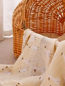 1 件平纹细布婴儿毯，纯棉新生儿接收毯，尺寸完美，适合男孩和女孩的柔软婴儿毯（绵羊、鹅、熊）