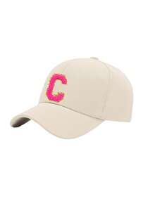 1pc Kids A-Z Letter Embroidered Adjustable Baseball Cap, Unisex Outdoor Casual Sun Hat, Bone White, Ages 8-16 - Beige - View 7