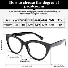 1pc Fashionable Cat Eye Readers, Black And Leopard Print Retro And Elegant Reading Glasses With Spring Hinged Temples, Comfortable Wear, Perfect For Daily Reading - Black - View 8