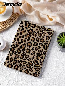 猎豹印花 1 件黑棕色豹纹平板电脑保护壳，带铅笔槽，防摔，睡眠/唤醒支持，兼容三星和 iPad - 彩色 - 查看 3