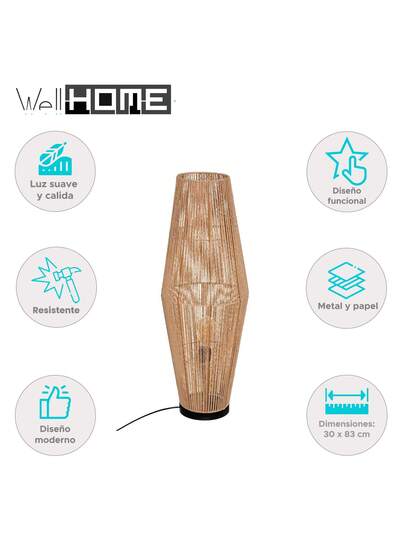 Well Home WELL HOME "Aissa" Vloer Lamp, Metal Paper. Free Shipping 24/7. view 2