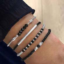 4 peças/Conjunto de Pulseiras Elásticas de Contas de Semente de Turquesa, Pulseiras Artesanais de Contas de Vidro Douradas Boho para Meninas, Joias de Férias (Contas Aleatoriamente Misturadas)