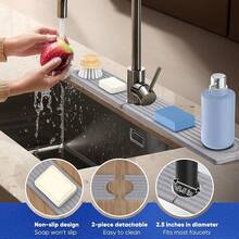 Faucet Mat For Kitchen Sink, Long Size Diatomite Fast Drying Stone Sink Tray, Super Water Absorption, Prevent Moisture Accumulation, Splash Proof Bathroom Counter Faucet (White, 23.6*3.9Inch) - White - View 6