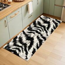 1 pieza Alfombra suave de cocina, Felpudo lavable antideslizante, Alfombra camino, Felpudo, Juego de alfombrillas de baño, sala de estar, lavandería, Alfombra de área, Decorativa apta para cocina, sala de estar, entrada, balcón, decoración del hogar, anti-suciedad, cafetería, bar, fiesta, regalo festivo, Alfombra de piso de dormitorio, Alfombra de baño, Decoración de habitación, Decoración de cocina, Diseño de reno en marco azul y blanco a rayas de fondo colorido