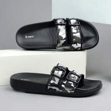 Herren Lässig Slides, bequeme Sandalen, runde Zehenpartie, modische Outdoor-Strandpantoffeln