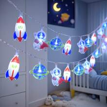 1pc Battery Powered Space Astronaut String Lights, Decor For Bedroom, Living Room, Party, Wedding, Home, Yard, Path, Holiday Party Supplies, Party Decorations, Fireplace [No Battery Included]