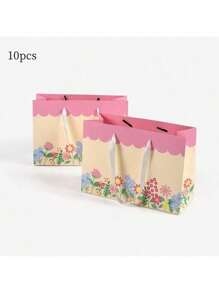 Set de 2 piezas/10 piezas Bolsas de regalo con estampado floral colorido y bonito, bolsas tote minimalistas frescas para el Día de la Madre, fiestas y festivales