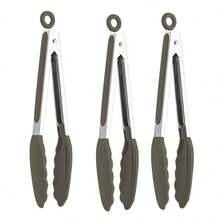 1 包 9 英寸和 12 英寸厨房钳，优质硅胶不粘不锈钢烧烤烹饪烧烤锁定食物钳