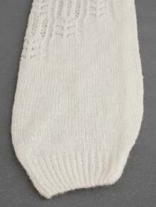 女士针织开衫，圆领长袖纽扣镂空透明毛衣外套，时尚优雅，春秋季 - 米色 - 查看 7