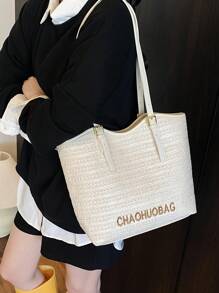 peach tree Women Tote Bag, Small Square Handbag, Woven Handbag, Woven Tote Bag, Multifunction, Small Size, Retro Style, Women Travel Bag, Suitable For University, School, Travel, Vacation, Lightweight, Large Capacity, Autumn, Christmas, Thanksgiving, Fashion, Casual, Travel, Gift For Friends, Valentine's Day, Peach Tree Brand