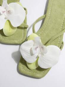 Zapatillas de tacón plano con estampado floral francés para mujer, nuevas sandalias de verano de moda casual, apropiadas para citas, fiestas, ir al trabajo, compras, reuniones, vacaciones, playa
