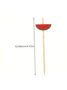 10/30/50/100/200pcs Watermelon Shaped Bamboo Skewers, Appetizer Picks For Fruit, Dessert, Burgers, Fruit Platters, Party Supplies