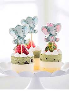 2 Sets24 Pcs Elephant Cupcake Toppers It's A B-Oy B-Aby Shower Cupcake Picks For Elephant Theme Gender Reveal B-Aby Shower K/Ids Birthday Party Cake Decorations Supplies(Blue)