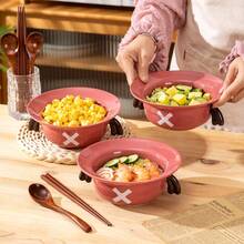 One Piece Anime Straw Hat Ramen Bowl Set, With Spoon Chopsticks And Soup Stand, For Pasta Bowl, Instant Noodle Bowl, Anime Themed Ceramic Rice Bowl, Comes With Exquisite Packaging Box, Microwaveable - Purple - View 4