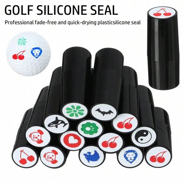 Marcador de carimbo para bola de golfe, selo de impressão, plástico de secagem rápida, multicolorido, acessórios de golfe, símbolo para presente de jogador de golfe, volta às aulas, material escolar