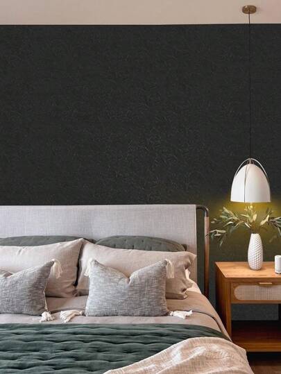 Roll Zwart Imitation Zijden Home Self Adhesive Peel Stick Wand Paper, Room Bedroom ,Living ,Kitchen Cabinets Stickers, Thicken Removable Contact Paper Countertops Furniture Renovation Wallpaper view 7