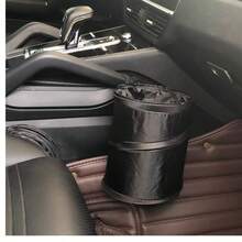 Portable Foldable Car Trash Can, Universal Foldable Car Garbage Can, Waste Paper Basket, Hanging Travel Storage Box Bag - Black - View 2