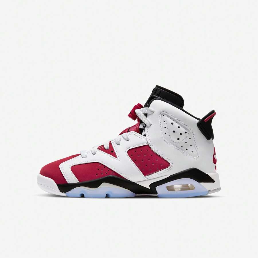 (GS) Nike Air Jordan 6 Retro 'Carmine' (2021) 384665-106 Athletic Sporty Basketball Skateboarding Casual Fashion Sneakers For Unisex Youth Kids - SOLE SERIOUSS - Red - View 1