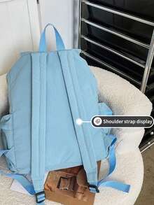 New Casual Nylon Drawstring Backpack For Women, Drawstring Shoulder Bag, Korean Style School Bag, Large Capacity Backpack, Lightweight Commuting Bag - Multicolor - View 11
