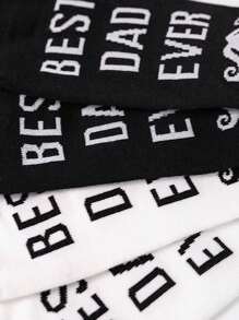 2 Pairs "Best Dad Ever" Men's Crew Socks And Ankle Socks, Minimalist Comfort Casual Creative Everyday Versatile