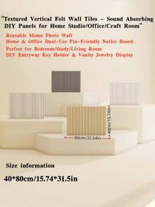 1 Stück strukturierte Streifen Filz Wandpaneel - selbsthaftende wiederverwendbare Pinnwand für Zuhause/Büro, bohrlochfreie Foto-Anzeige & Schlüsselhalter, Party Kulisse mit DIY Dekorationsfunktion (Schmuck/Notizen Aufbewahrung)