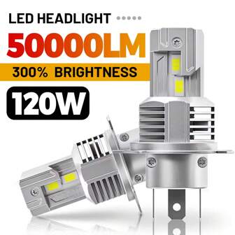 HYNBYZJ 2 piezas Bombillas LED mini H4 H7 de 120W 50000LM 6000K CSP para faros de coche, lámpara de diodo H1 H11 9005 HB3 9006 HB4 de 12V para automóvil