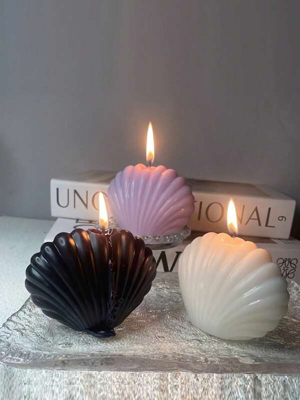 1pc Fan-Shaped Seashell Silicone Candle Mold, Decorative Seashell Silicone Mold, Easy Unmolding And Reusable