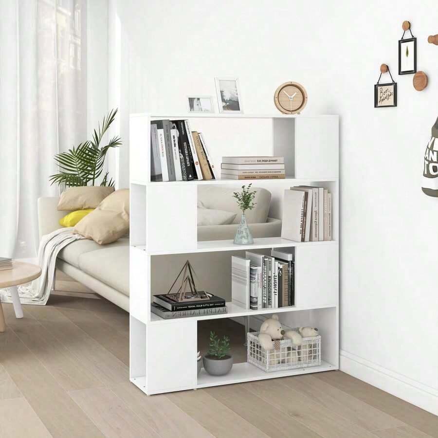 Book Cabinet Room Divider White Engineered Wood Medium-4663 - Multicolor - View 1